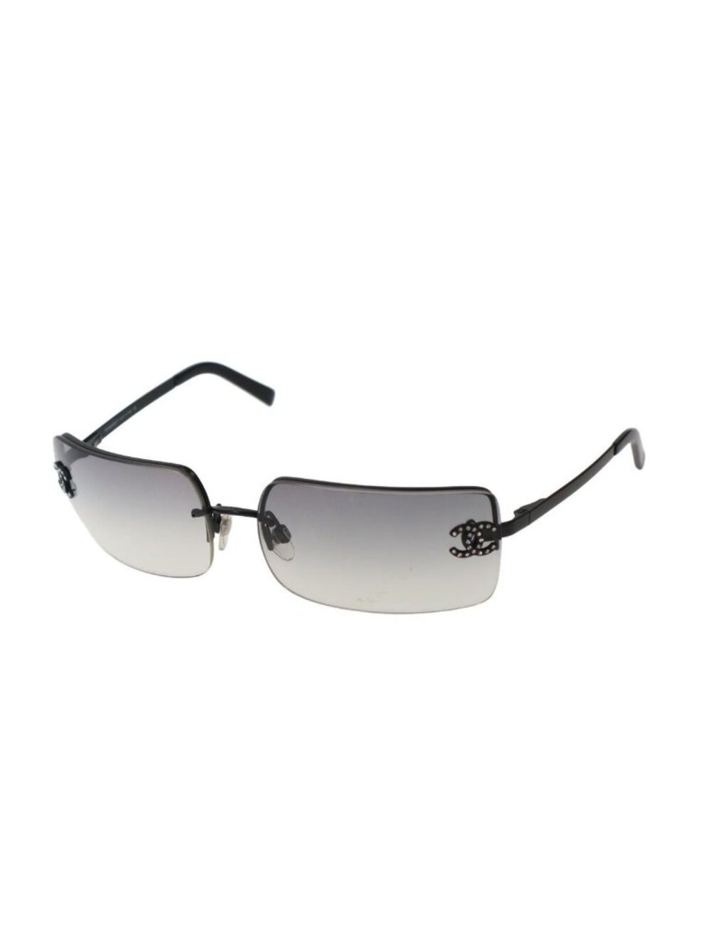 Chanel CC Logo Rhinestone Sunglasses Eyewear Black